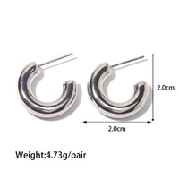 Silver Chunky Hollow C Hoops