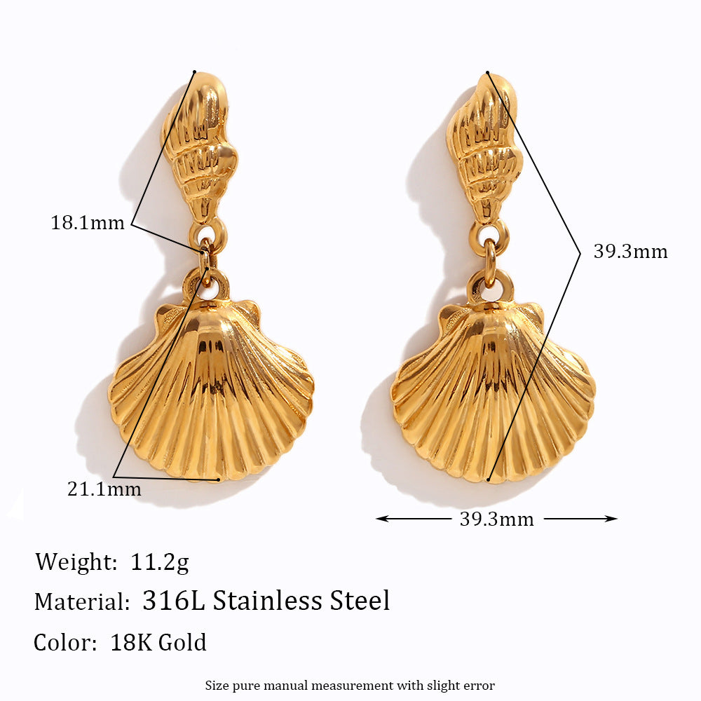 18K Scallop Shell Statement Earrings