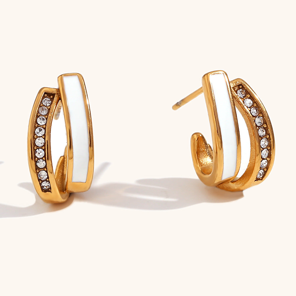 18K Overlapping Double C Hoops