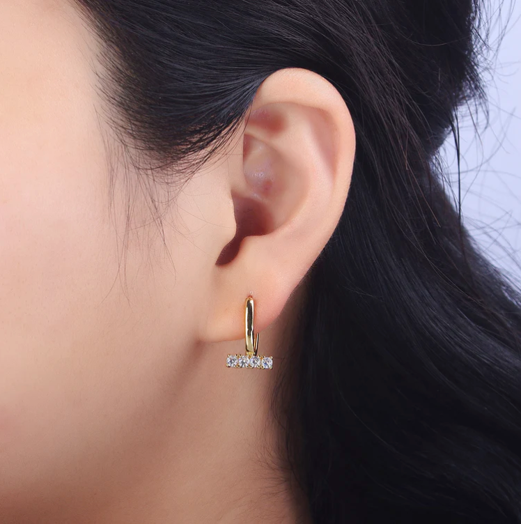 24K Gold Filled Dainty Oblong U Shape Huggie Earrings