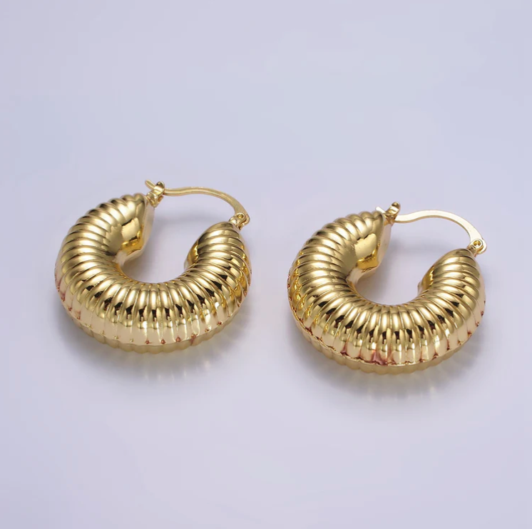 14K Gold Filled 30mm Chubby Croissant Earrings