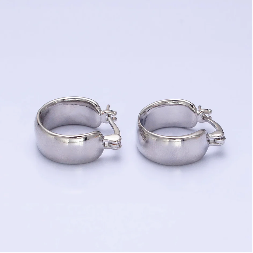 Silver 16mm Chubby Dome French Latch Earrings
