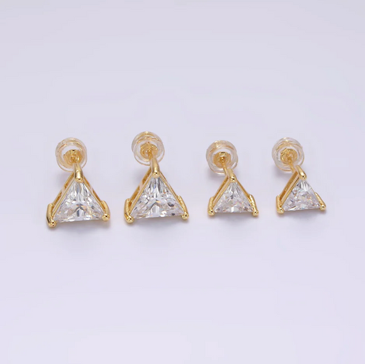 14K Gold Filled Triangle Bezel Stud Earrings