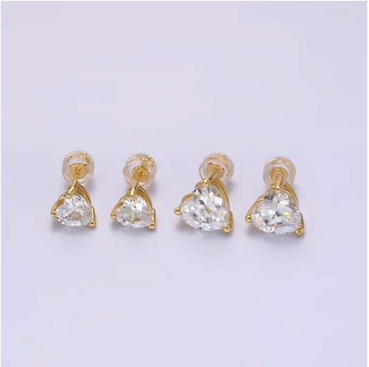 14K Gold Filled Heart Bezel Stud Earrings