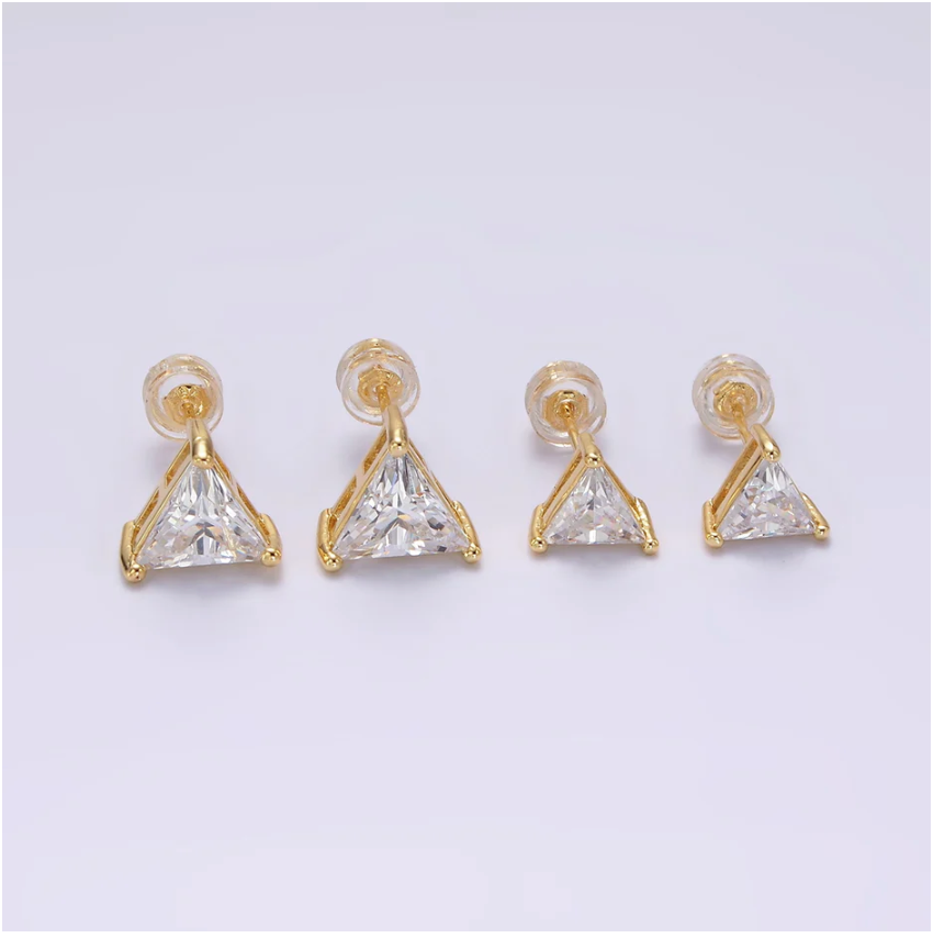 14K Gold Filled 7.5mm Triangle Bezel Stud Earrings