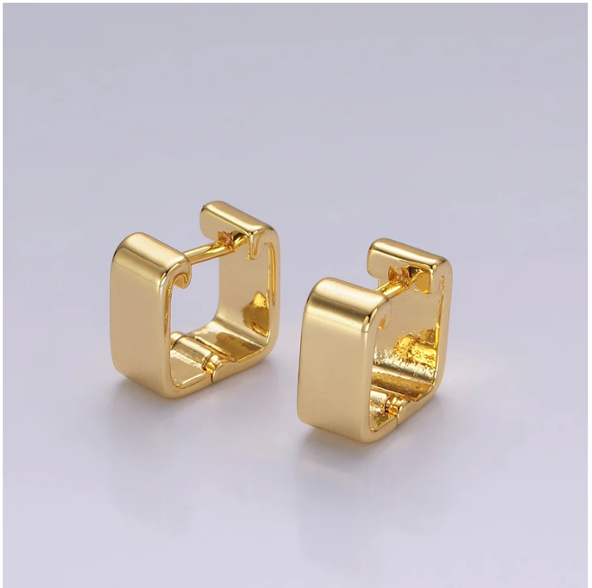 14K Gold Filled 10mm Wide Square Cartilage Huggie Earrings