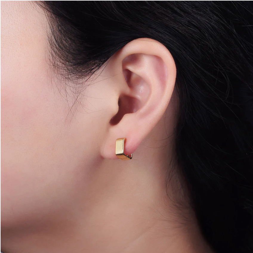 14K Gold Filled 10mm Wide Square Cartilage Huggie Earrings