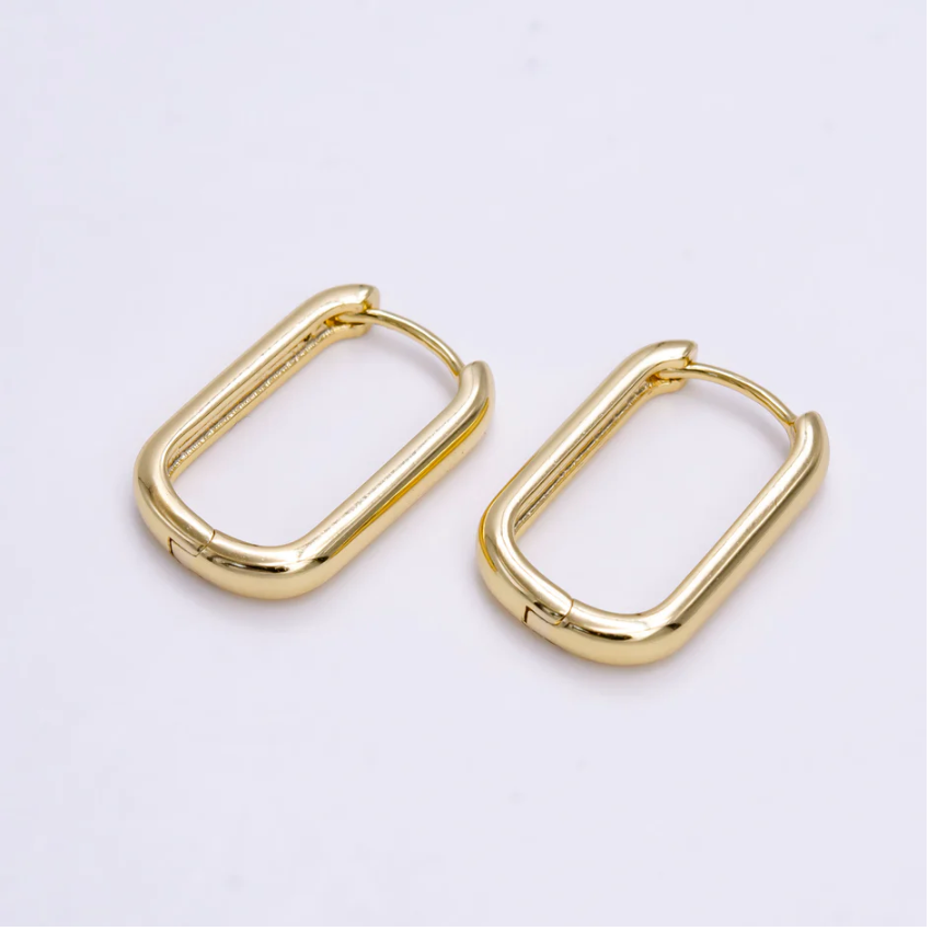 14K Gold Filled 18mm Oblong Huggie Hoop Earrings