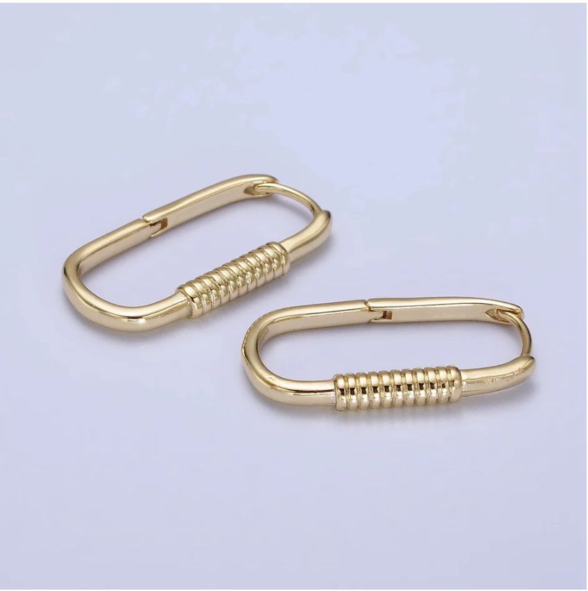 14K Gold Filled 25mm Oblong Hoop Earrings