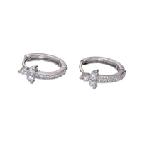 Silver 11mm CZ Arrow Triple Flower Cartilage Huggie