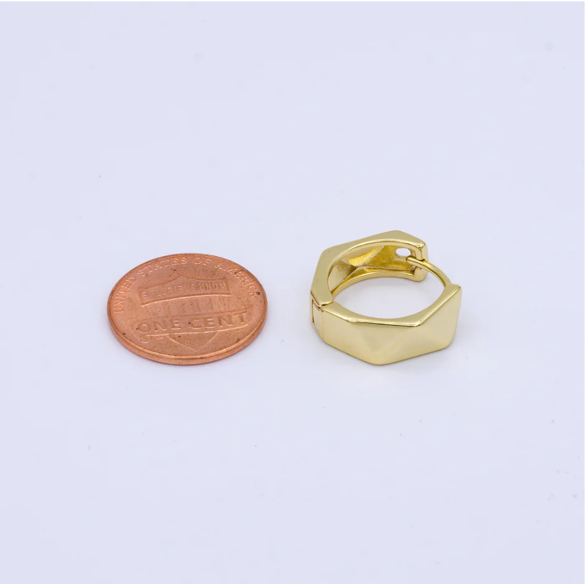 24K Gold Filled 18mm Geometric Abstract Huggie Earrings
