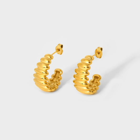 18K Caterpillar C-shaped Earrings