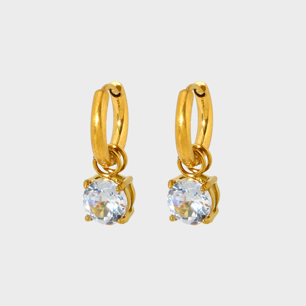 18K Diamond Claw Hoop Drop Earrings