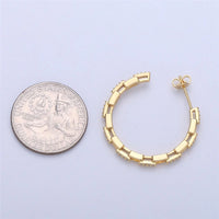 White Gold Filled Micro Pave Chain Hoops