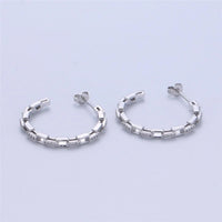 White Gold Filled Micro Pave Chain Hoops