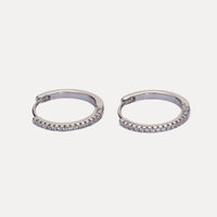 Pave Hoops in 14K Gold-Plating with Cubic Zirconia and Stone