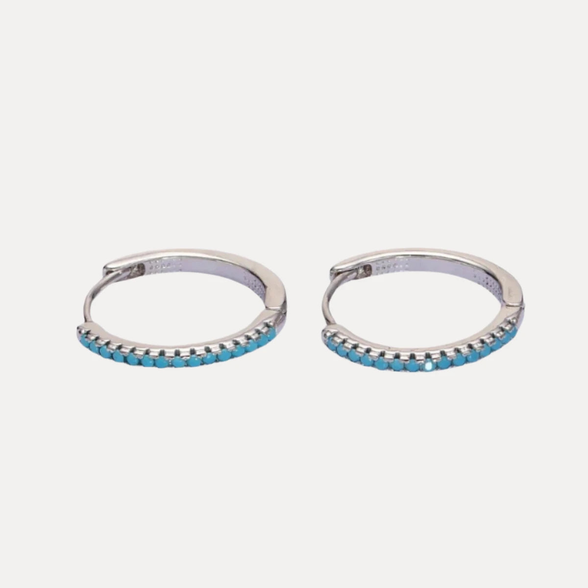 Pave Hoops in 14K Gold-Plating with Cubic Zirconia and Stone
