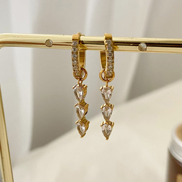 18K Tassel CZ Waterdrop Earrings