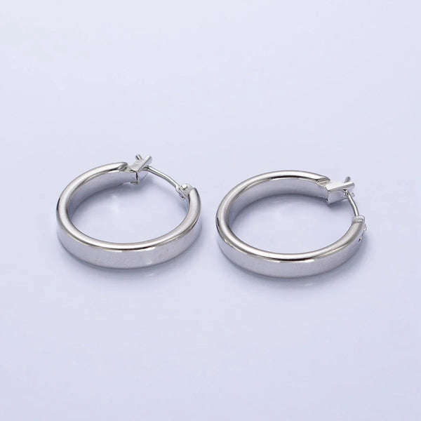 White Gold Filled Classic Chunky Tube Hoop