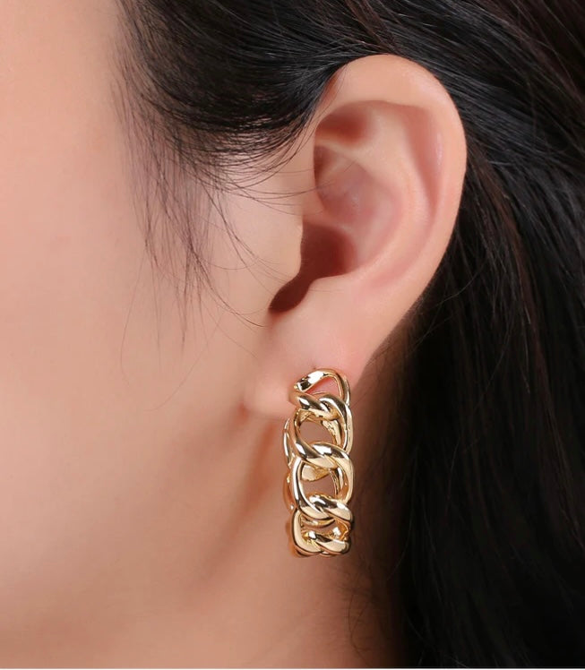 14K Gold Filled 30mm Gold Link Earrings