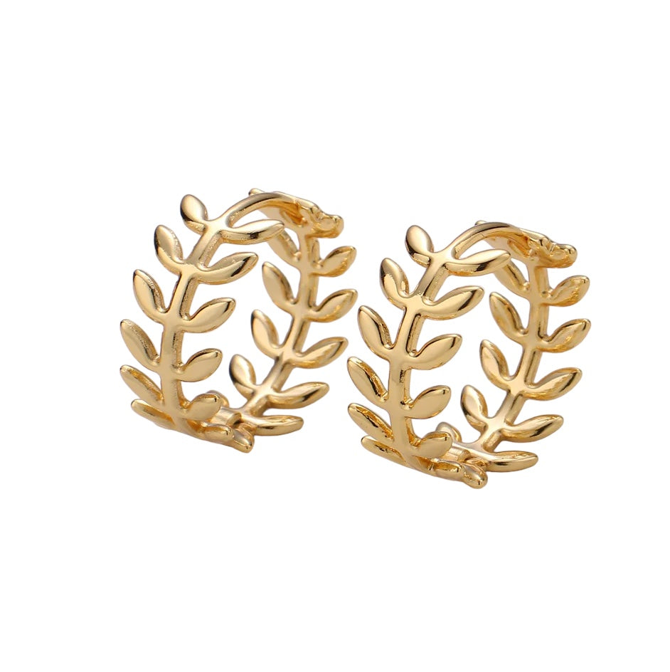 Explore our 24K Gold Filled Leaf Hoop earrings at miaava.com!
