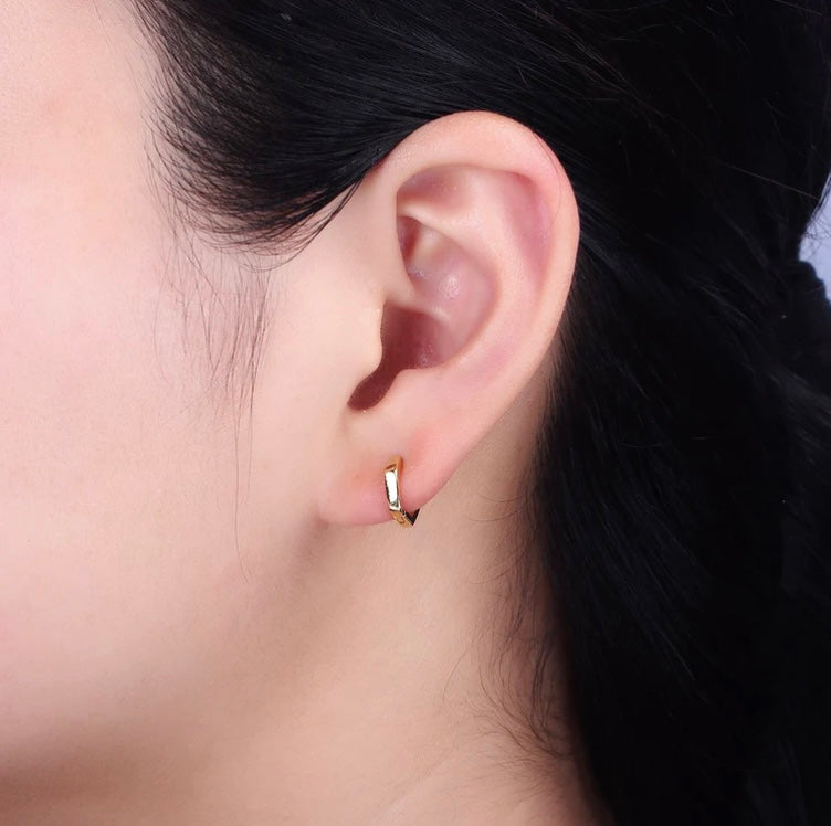 14K Gold Filled 10mm Hexagonal Huggie Earrings