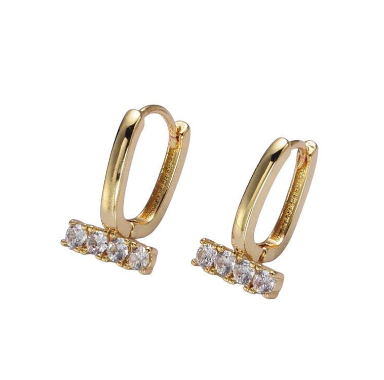 24K Gold Filled Dainty Oblong U Shape Huggie Earrings