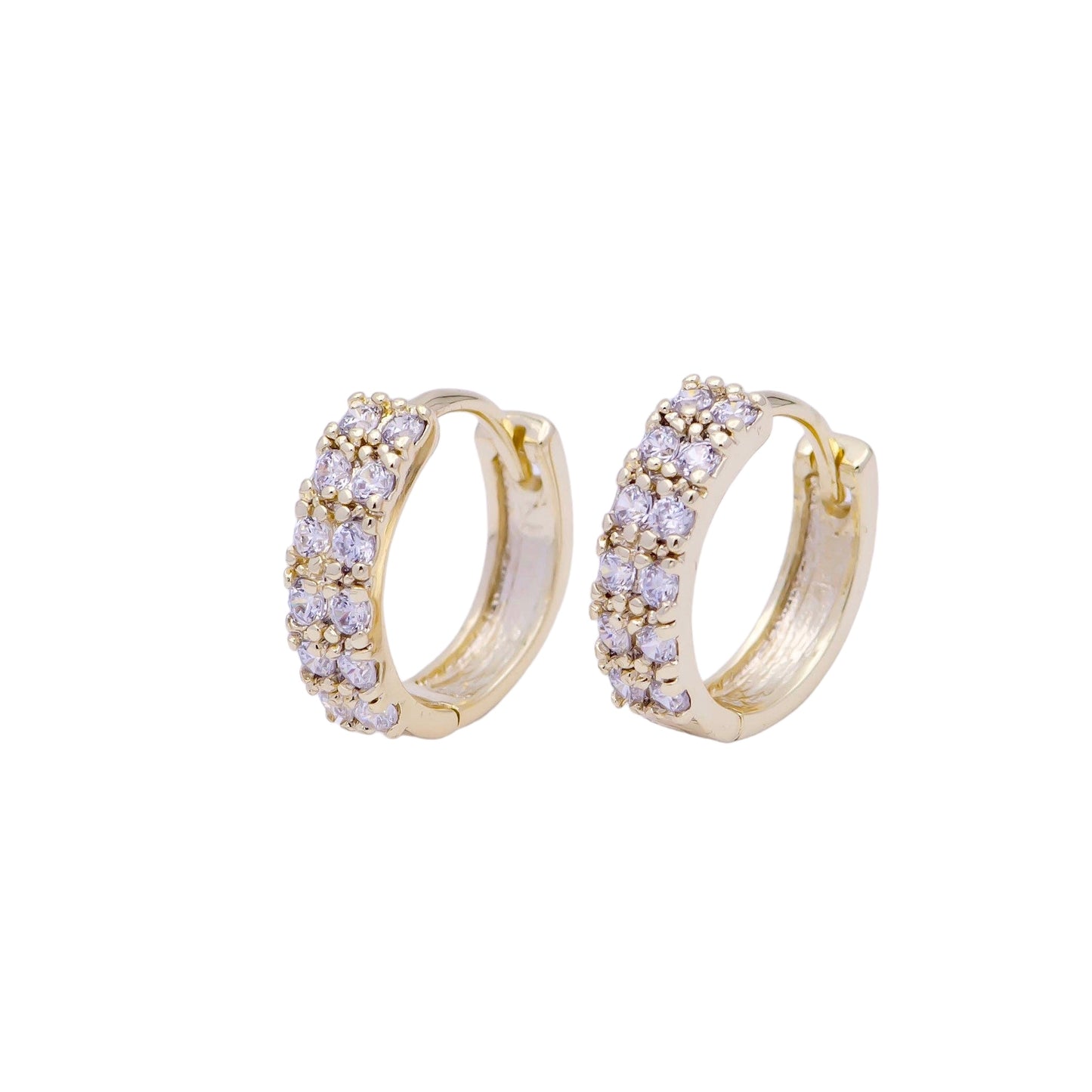 18K Gold Filled Double Pave 11.5mm Cartilage Huggie Earrings