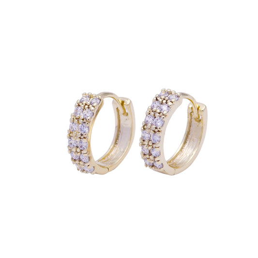 18K Gold Filled Double Pave 12mm Cartilage Huggie Earrings