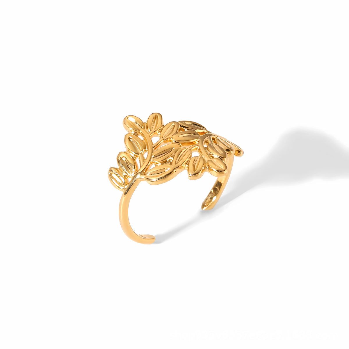 18K Leaf Branch Open Ring