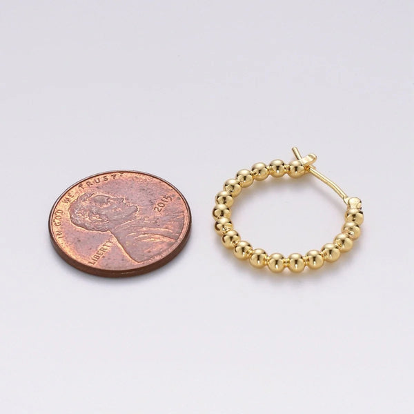 16K Gold Filled Beaded Small Hoops