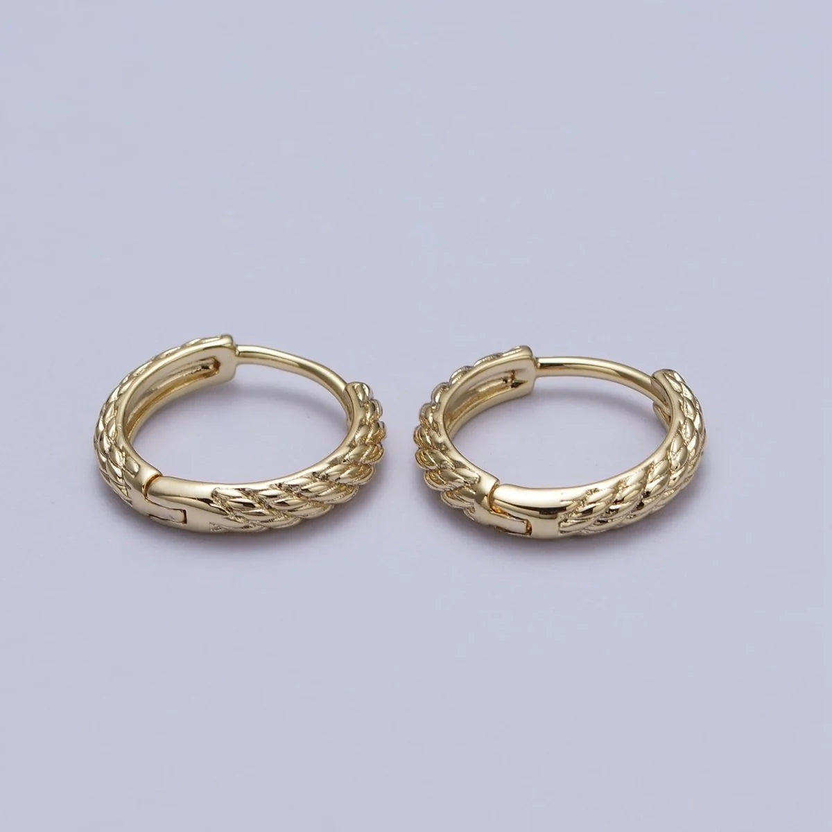14K Gold Filled Twisted Rope Huggie Hoop Earrings