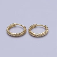14K Gold Filled Twisted Rope Huggie Hoop Earrings