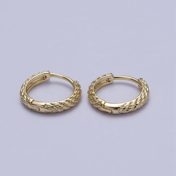 14K Gold Filled Twisted Rope Huggie Hoop Earrings