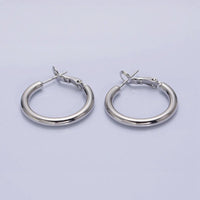 White Gold Filled Classic Tube Hoops