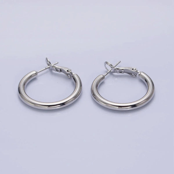 White Gold Filled Classic Tube Hoops