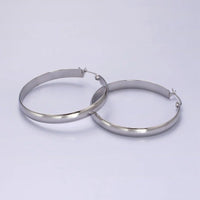White Gold Filled Thin Wide Latch Hoop Earrings