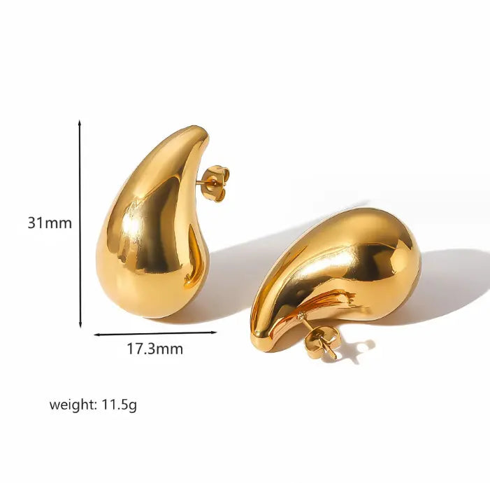 18K Gold Chunky Teardrop Earrings