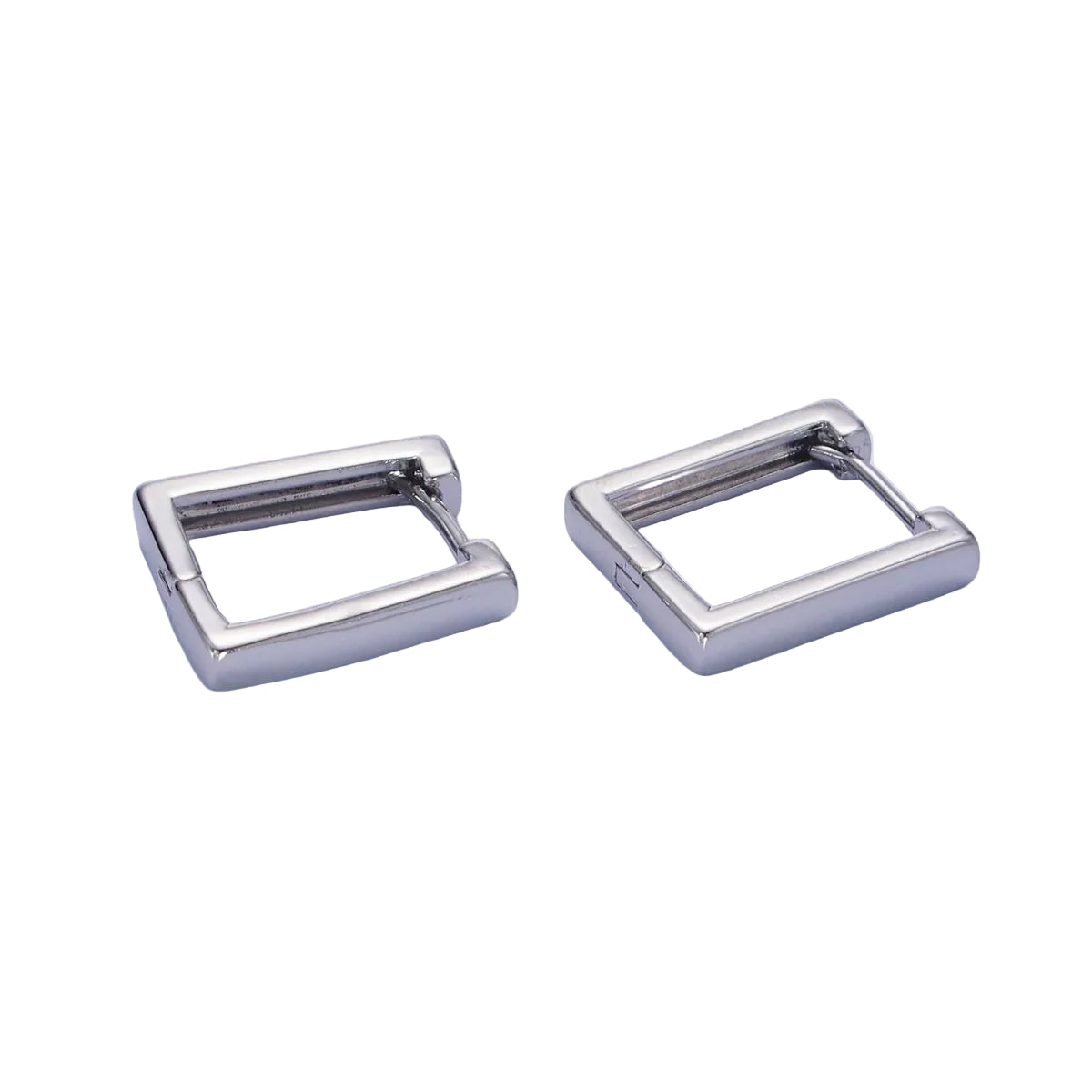 White Gold Filled Rectangle Huggies