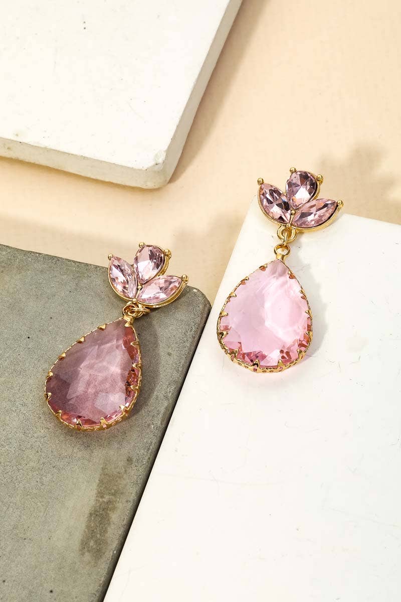 Pink Crystal Teardrop Earrings