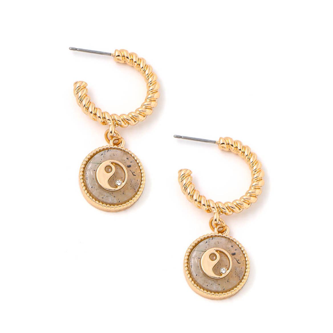 Yin Yang Semiprecious Stone Drop Earrings