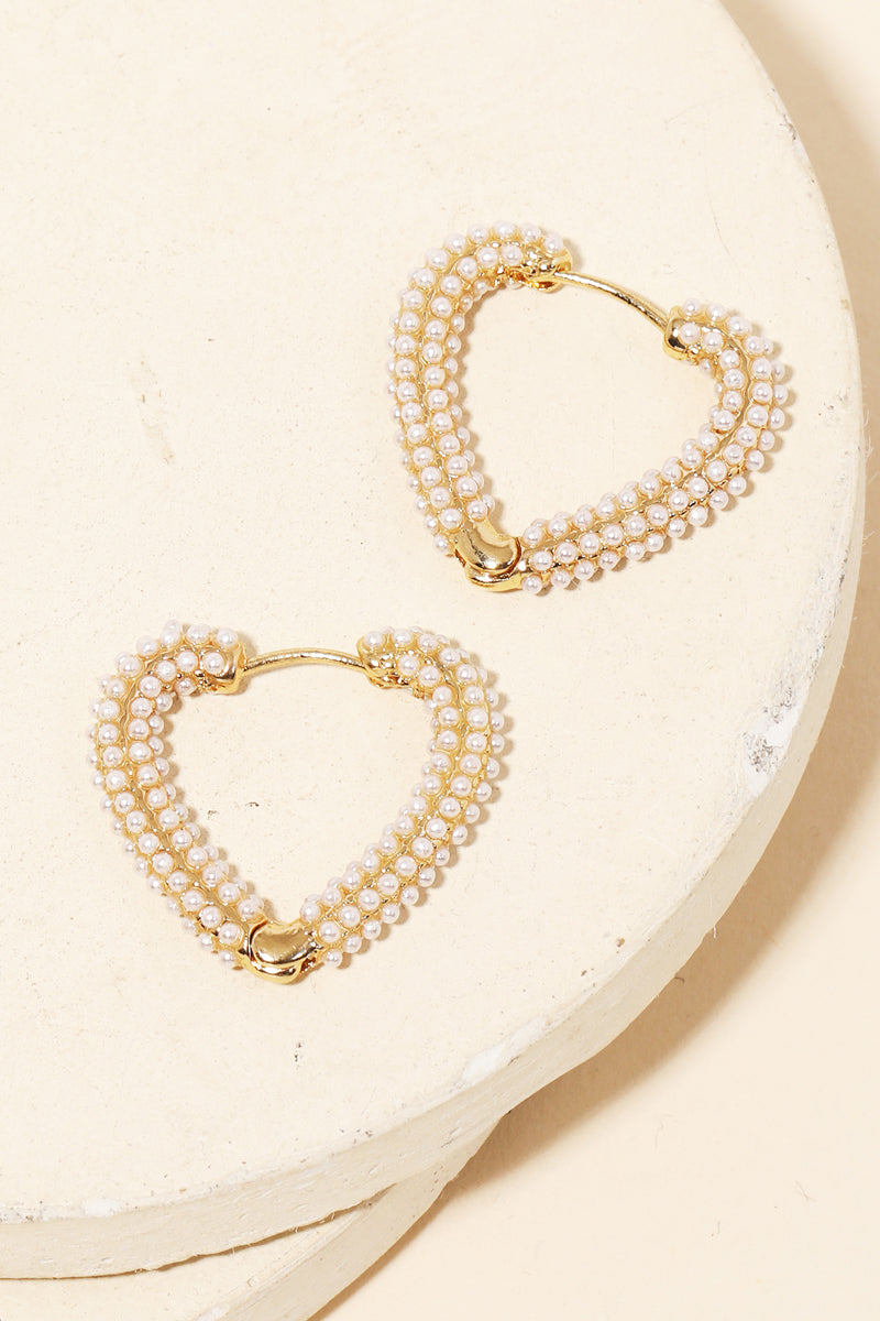 Pearl Heart Studded Hoop Earrings