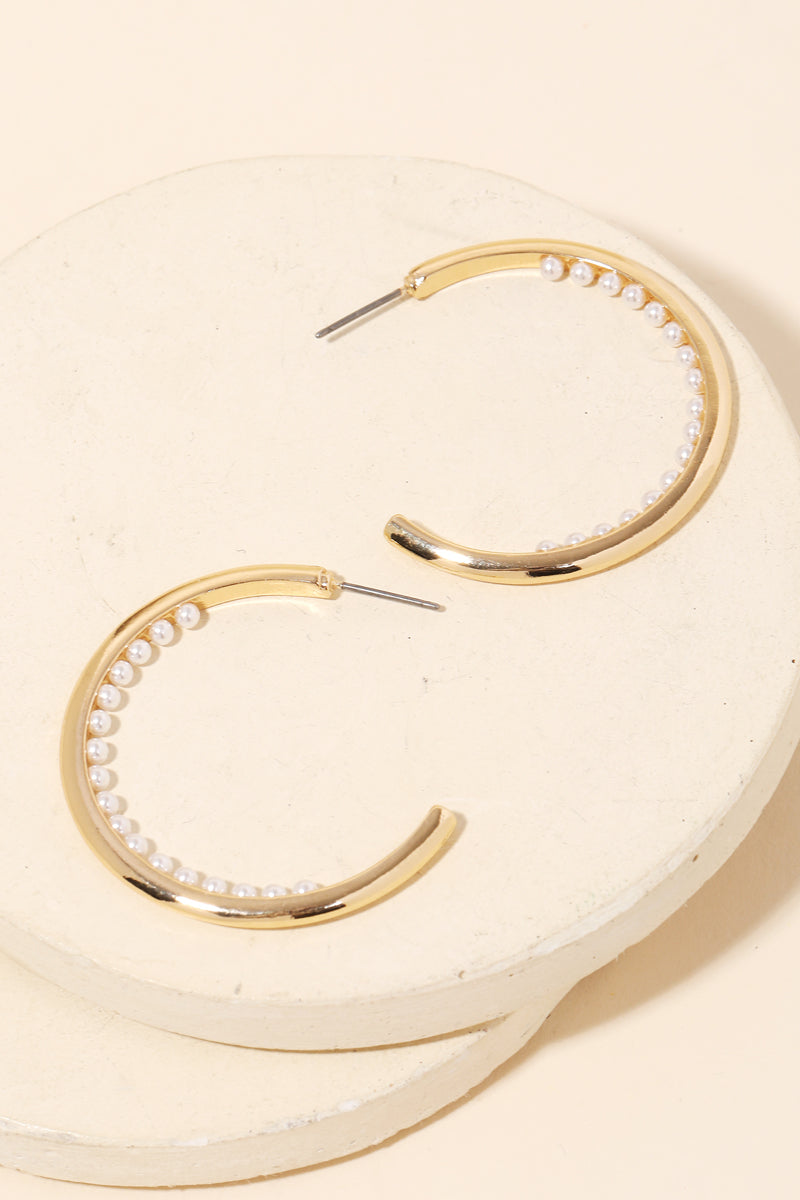 Pearl Studded Circle Hoop Earrings