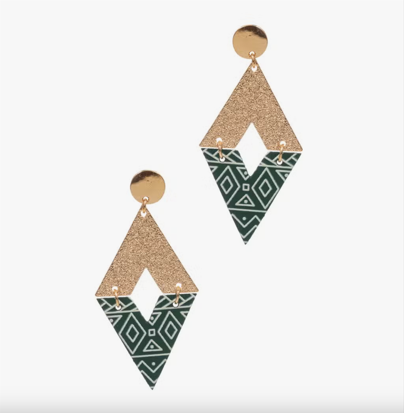 Aztec Print Rhombus Shaped Post Earrings
