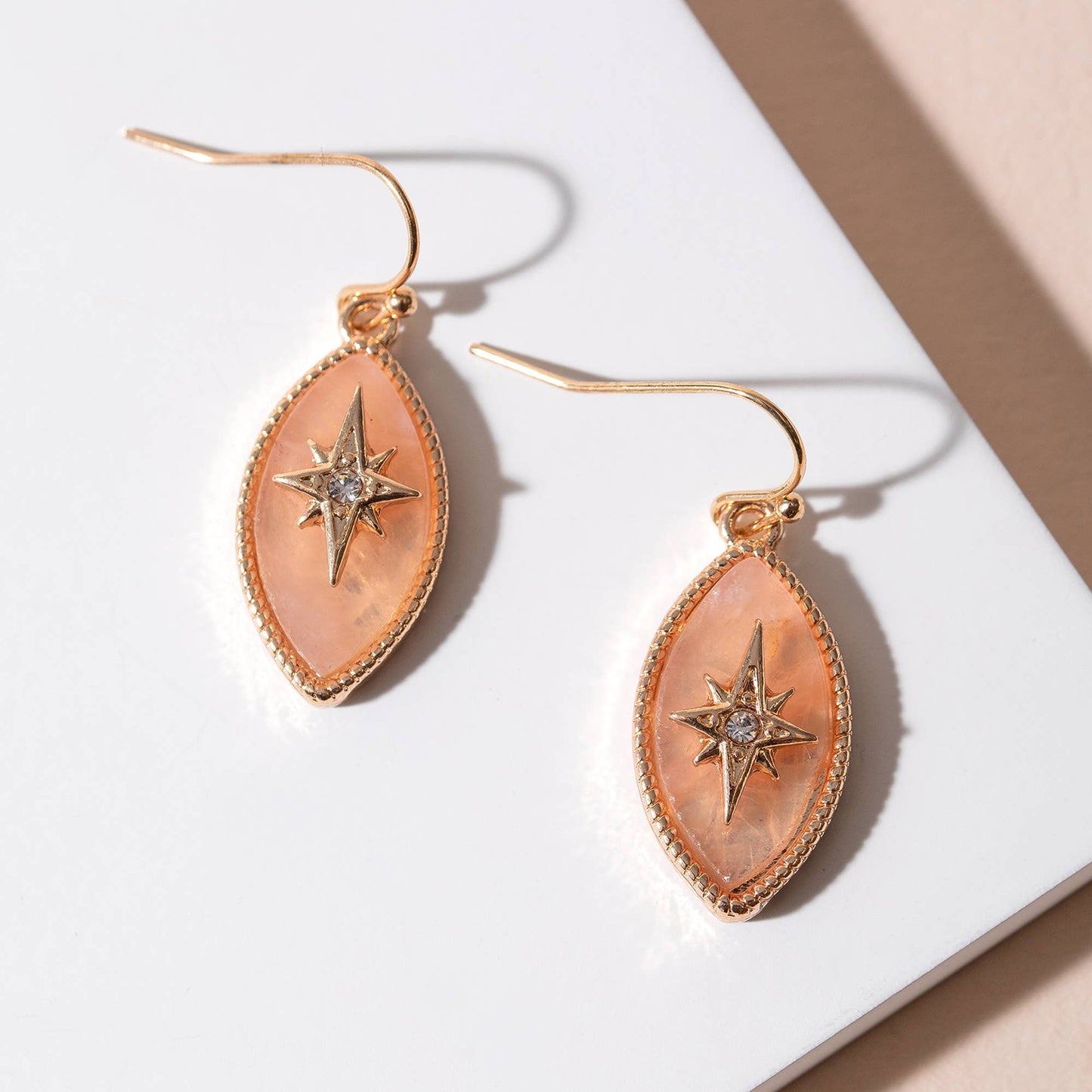 Northern Star Marquise Dangling Earrings, Peach